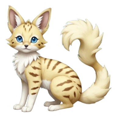 Albino-white, blue-eyed soft realistic romantic vintage antique divine beautiful elegant pretty precious cute young youthful  Fakémon-Pokémon-feline-Zeraora-Jolteon-serval-caracal-chinchilla-Minccino-Cinccino-Meowstic-rodent-hybrid-creature (full body) sticker