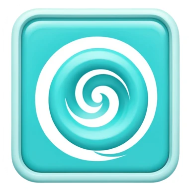 a Tiny compressed Stylized light-turquoise whirlwind symbol inside a pastel white square icon, light turquoise borders sticker