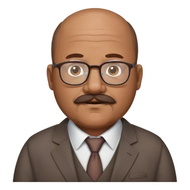 55 year old chubby brown haired balding man business casual with glasses and mustache and beard sticker