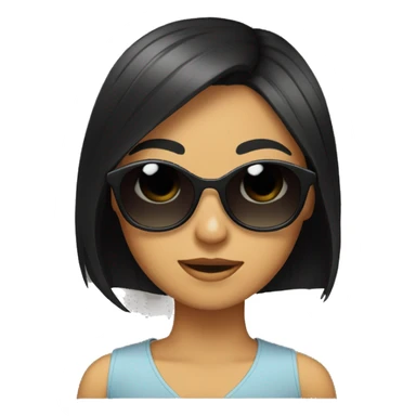 girl with black hair in car wearing sunglasses sticker