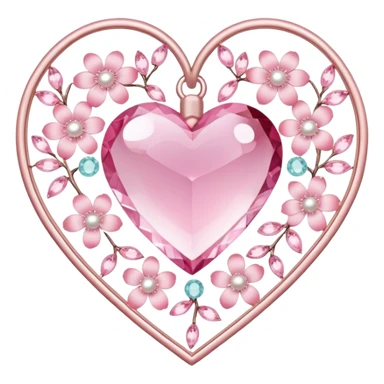 Sakura flower heart Cœur pastel suncatchers gemstones beads pearls crystals sticker