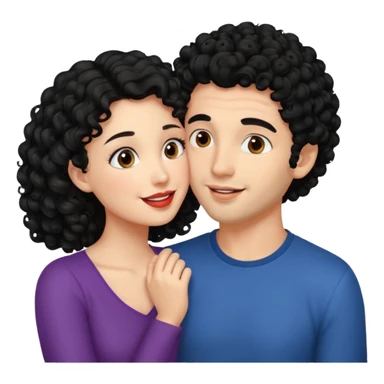 a handsome man with black curly hair tries to kiss a cute woman sticker