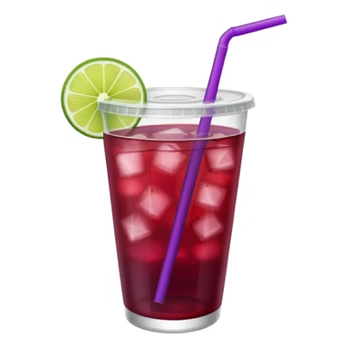 maroon purple cocktail with a lime wedge in the drink in a plastic cup with lid and straw - no lime on edge

 sticker
