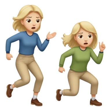 girl farting while chasing a boy, exaggerated expressions, ios emoji style sticker