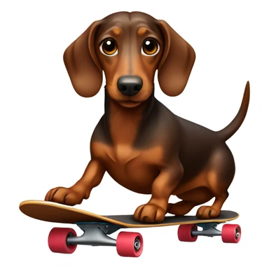 brown sausage dog riding skateboard sticker