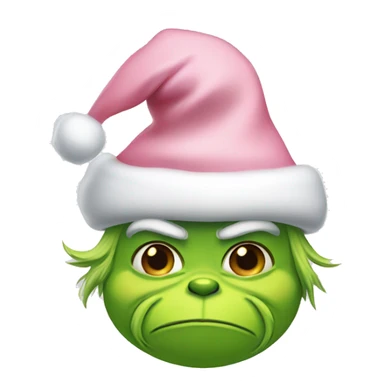 Grinch with a light pink santa hat sticker
