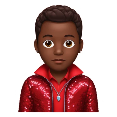 Bobby Brown from New Edition with dark brown hair, red sequin outfit sticker