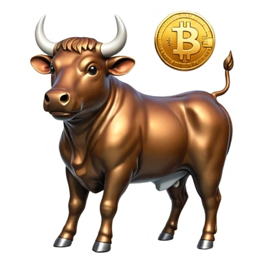 bull holding a bitcoin coin sticker