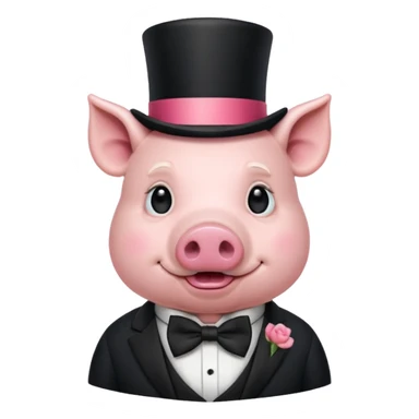 Gentleman Pig – pig with black top hat and bow tie sticker