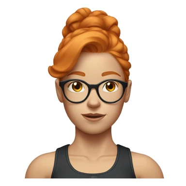 Ginger hair girl with eyeglasses and very aesthetic gym outfit lifting weights  sticker