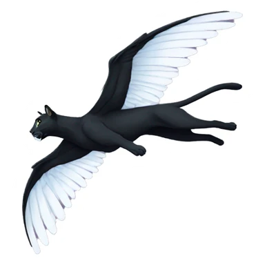 winged black puma flying sticker