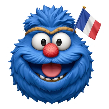 cookie monster bust, with french flag, only one flag,  sticker