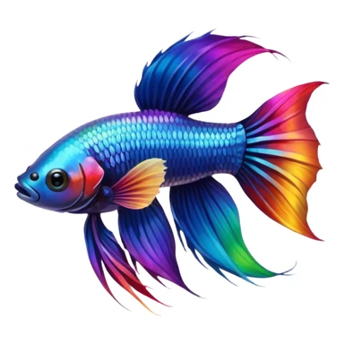 Pretty iridescent long fin betta fish realistic rainbow colors sticker