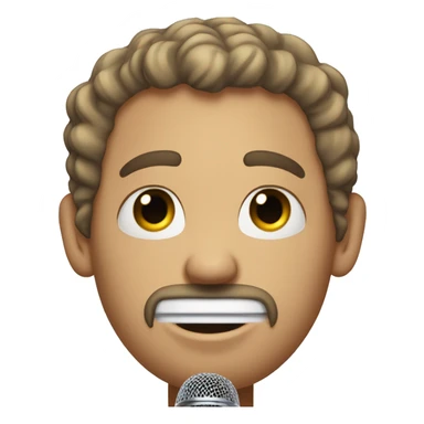 white man with short curl hair goes to the face with nose piercing sing in a mic sticker