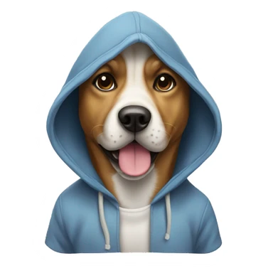 Dog wearing hoodie with hat on sticker
