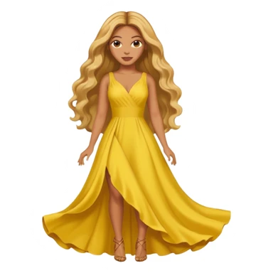 Beyonce with long golden blonde hair, yellow outfit sticker