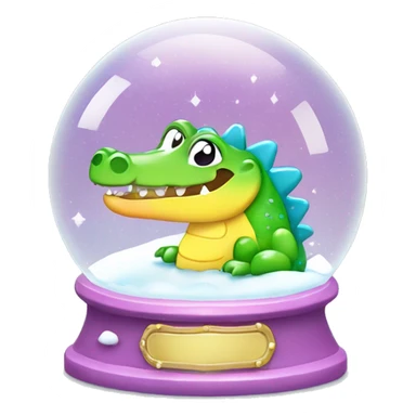Kawaii rainbow pastel bedazzled crocodile in an under the sea snow globe  sticker