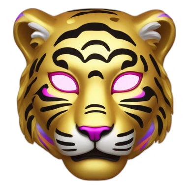 gold rainbow neon tiger Japanese mask sticker