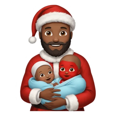 black Santa holding baby  sticker