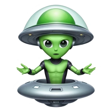 alien piloting a UFO spaceship sticker
