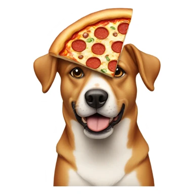 Dog with pizza sticker