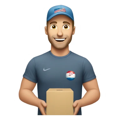 Caucasian man celebrating cornhole championship sticker