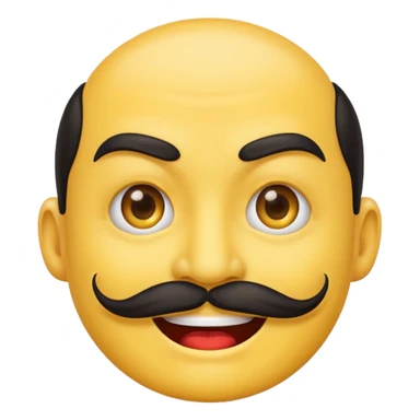 Create a Chinese smile emoji, the smile should contain an evil smile with a long Chinese like mustache sticker
