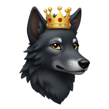 female black wolf with crown on head sticker