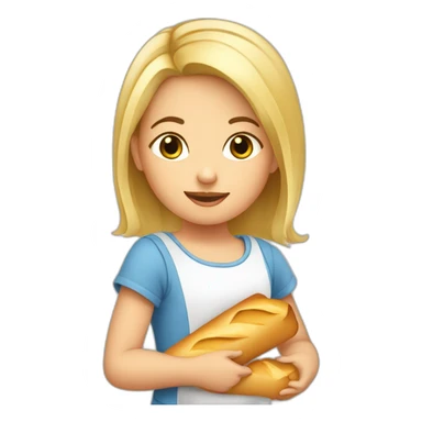 Bébé fille blonde avec baguette de pain  sticker