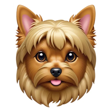 Cinematic Noble Yorkshire Terrier Portrait Emoji, Exuding refined charm and dignified poise, with a lustrous, silky fur in rich, deep hues, alert eyes and a confident expression, simplified yet exquisitely detailed, glowing with a soft, aristocratic radiance, high shine, embodying intelligent grace and classic elegance, soft glowing outline, capturing the essence of a regal Yorkshire Terrier ready to rule the screen with effortless sophistication! sticker
