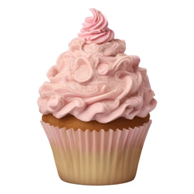 Realistic, detailed rococo cupcake, beige and pink sticker