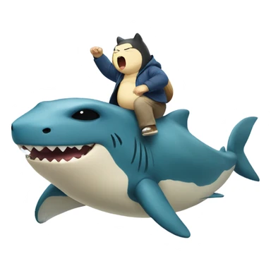 Snorlax riding a shark sticker