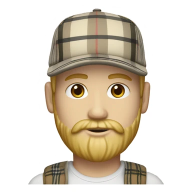 guy with white skin burberry pattern cap and blonde beard sticker