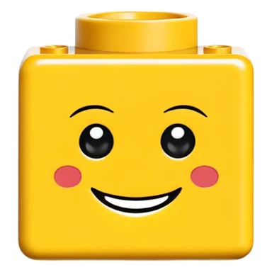 A single Lego-style brick with a cute smiling face sticker