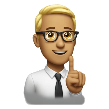 create nerd emoji who has glasses and his finger up sticker