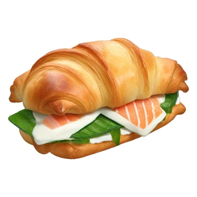 croissant sandwich with cream cheese, rocket, salmon and cucumber sticker