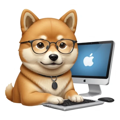 creative shiba inu with eye glasses and computer  sticker