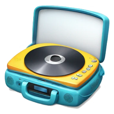 Bright colored portable CD player with headphones attached sticker