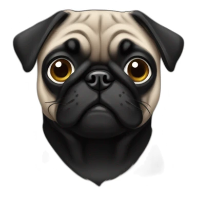 pug wearing a black t-shirt sticker