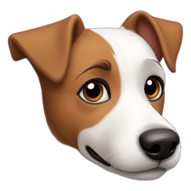 Perro Jack Russell terrier blanco con media cara marrón estilo Disney Pixar sticker