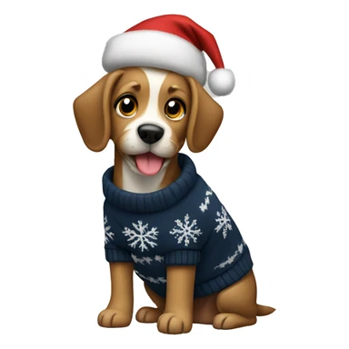 Dog wearing a christmas Pullover  sticker