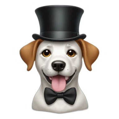 Dog wearing a top hat sticker