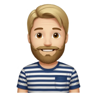 man with long hair and beard wearing horizontal striped t-shirt sticker