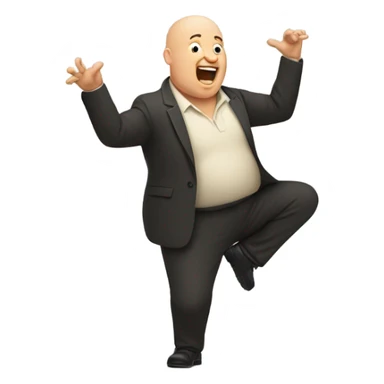 Fat bald man dancing badly sticker