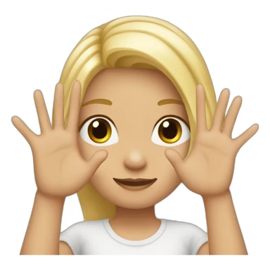 girl with blonde hair showing ONLY THREE out of five fingers up on her ONE hand sticker