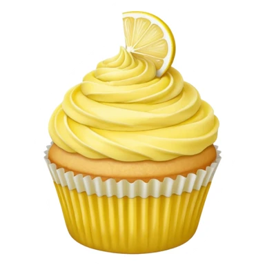 lemon cupcake with yellow frosting and a lemon slice sticker