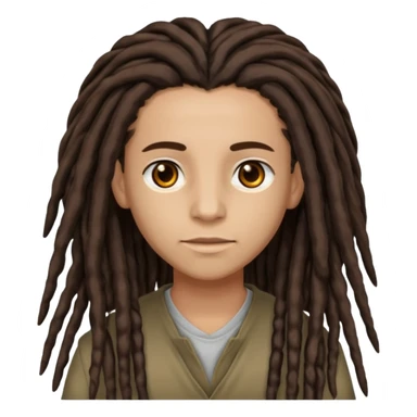 Lightskin with brown eyes and dark brown long dreads with a lining in the front sticker