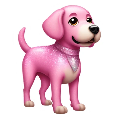 Pink full body dog with glitter sticker