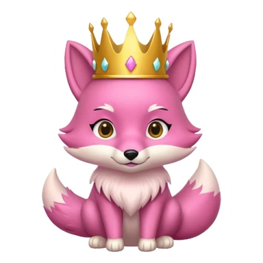 Pink fox character with crown sticker