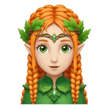 Elf with orange braids and leaf crown sticker